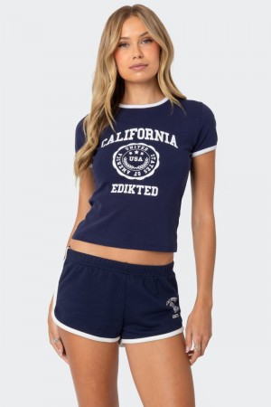 Edikted California T Shirts Navy | USA HC594249N7
