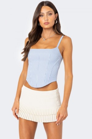 Edikted Cammie Striped Corset Blue And White | USA TA794339G1