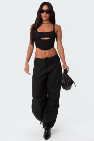 Edikted Camrin Cut Out Corset Black | USA SB660826Z4