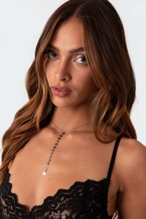 Edikted Cascading Sequin Necklaces Gold | USA FU682768F0