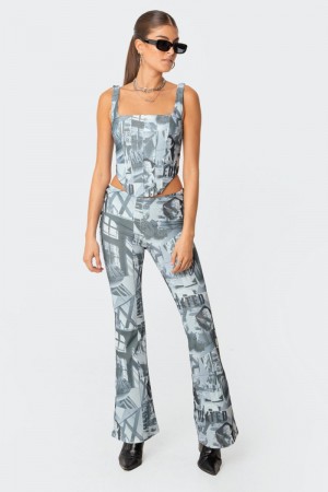 Edikted Casper Laced Flared Pants Mix | USA LD589338H5