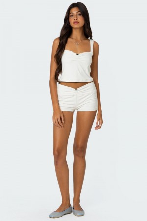 Edikted Cassi Cinched Shorts White | USA EL817361Z8