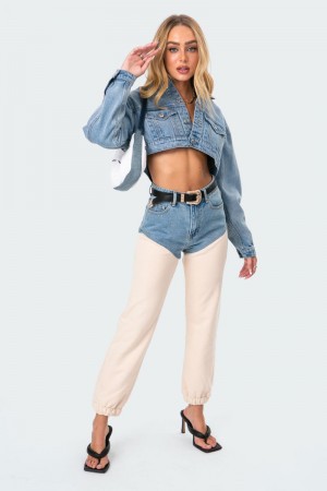 Edikted Chappy Jean Joggers Pants Beige | USA YH900730L0