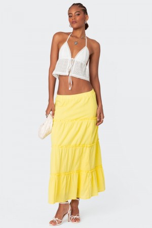 Edikted Charlotte Tiered Maxi Skirts Black | USA UD050635E6