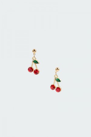 Edikted Cherry Drop Earrings Gold | USA XS963976Y9