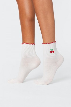 Edikted Cherry Socks White | USA EN567996N0