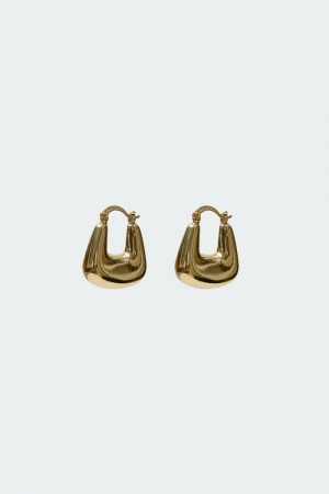 Edikted Chunky Square Hoop Earrings Gold | USA KH121342K4