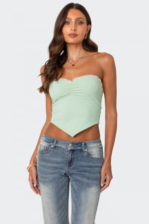Edikted Cinched Strapless Triangle Strapless Tops Mint | USA DB463926Y3