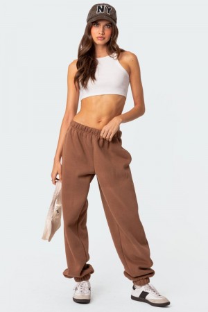 Edikted Clark Oversized Sweatpants Pants Brown | USA EL979857N9