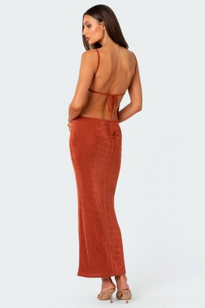 Edikted Clea Open Back Maxi Dress Maxi Dress Black | USA FD554245E9