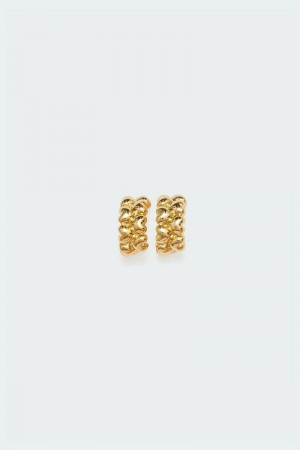 Edikted Clustered Hearts Hoop Earrings Gold | USA GJ227542I0