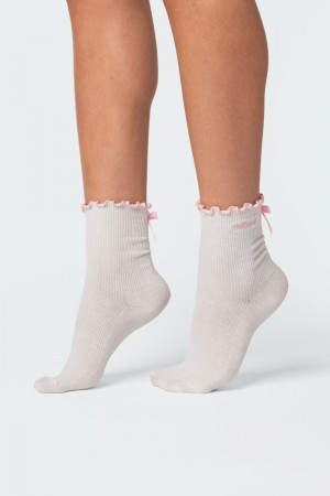 Edikted Contrast Frill Socks White | USA RL396039P9