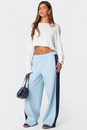 Edikted Contrast Panel Sweatpants Pants Light Blue | USA CZ753985A1