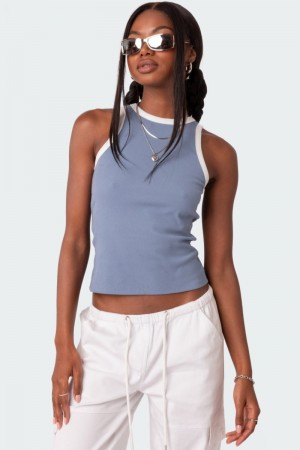 Edikted Contrast Ribbed Tank Top Black | USA BM252075N7