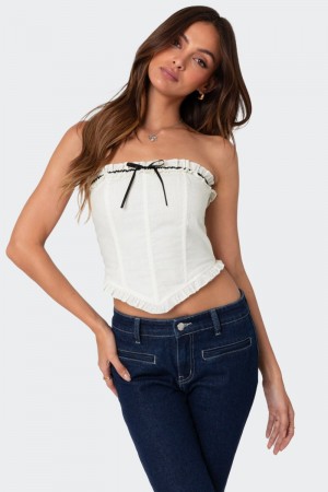 Edikted Coralie Ruffled Corset Cream | USA RT741594L0