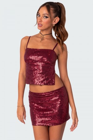 Edikted Cosmo Open Back Sequin Crop Tops Bordu | USA EV008370U6