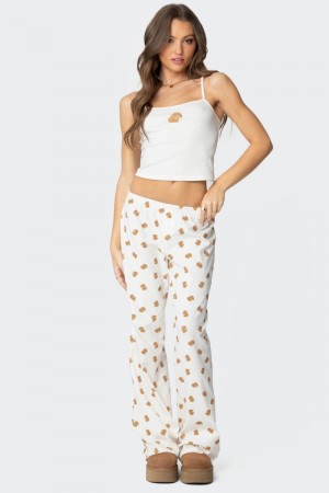 Edikted Cottontail Pants White | USA UP612031C8