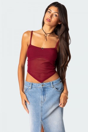 Edikted Cressida Sheer Mesh Tank Top Black | USA TT072017X4