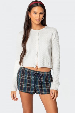 Edikted Crisada Cable Knit Cardigan White | USA HY925752E2