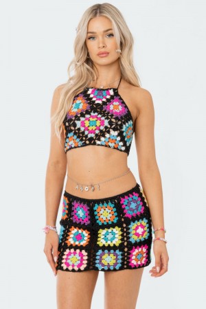 Edikted Crochet Crush Halter Crop Tops Mix | USA OE176527N6