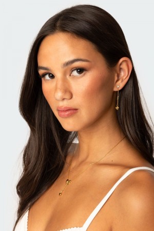 Edikted Dangley Heart Earrings Gold | USA OW518031X8