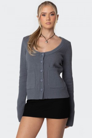 Edikted Daphnee Knit Cardigan Gray | USA NA469526H5