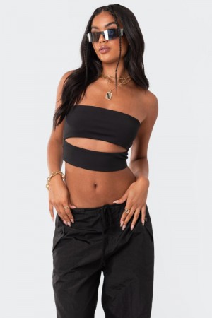 Edikted Darcey Cut-Out Tube Strapless Tops Black | USA CQ935513A5