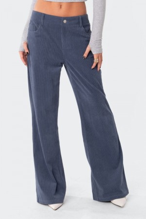 Edikted Dawn Corduroy Pants Blue | USA ND846704Q2