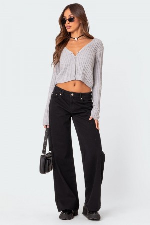 Edikted Daytime Low Rise Jeans Black | USA TR198949Q2