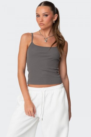Edikted Deanna Tank Top Burgundy | USA VW977017C1