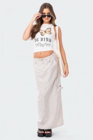 Edikted Demi Cargo Maxi Skirts Beige | USA OS533033H2