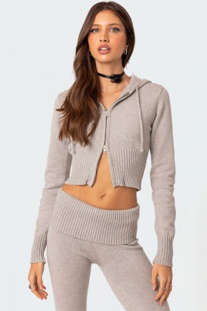 Edikted Desiree Knitted Hooded Cardigan Black | USA JD984088S0