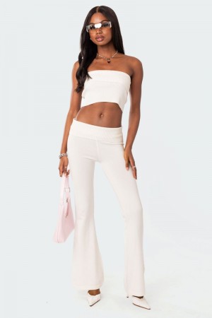 Edikted Desiree Knitted Low Rise Fold Over Pants Black | USA GU098869N0