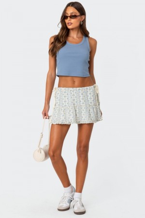 Edikted Dita Tiered Mini Skirts Cream | USA NY449884K0