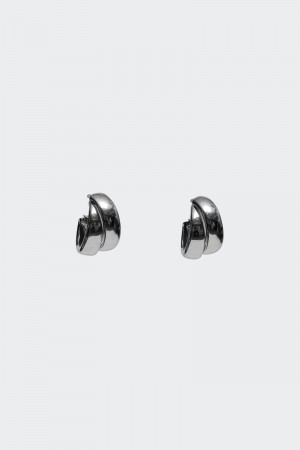 Edikted Double Time Chunky Hoop Earrings Silver | USA OA182388M7