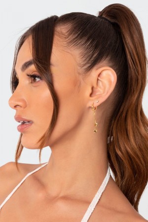 Edikted Drop Heart Hoop Earrings Gold | USA JL505580P8