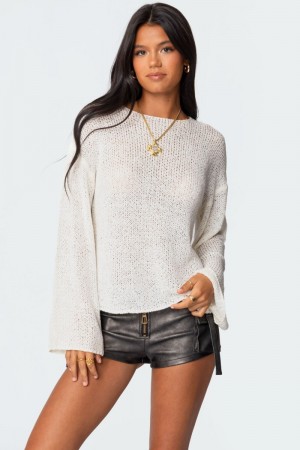 Edikted Drop Shoulder Light Knit Sweater Long Sleeve Tops Black | USA AS223532W5