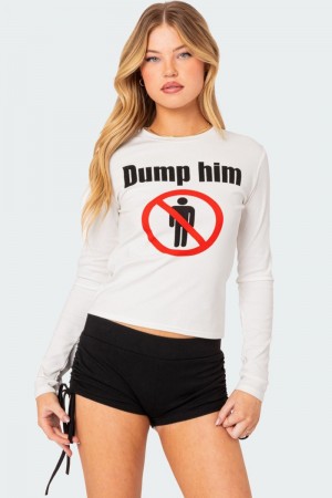 Edikted Dump Him Long Sleeve Tops Cream | USA PB578997Q6