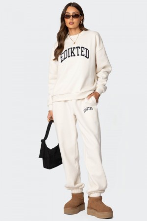 Edikted Edikted Babe Oversized Sweatpants Pants Cream | USA TG711261D7