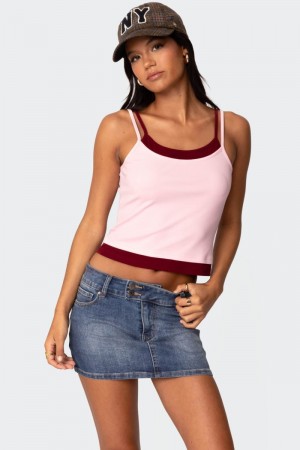 Edikted Element Layered Tank Top Light Pink | USA FZ981898R5