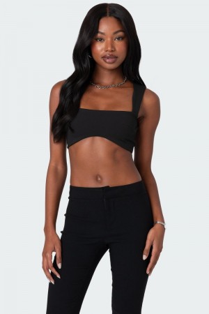 Edikted Elena Bra Crop Tops Black | USA NW332853B1