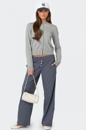 Edikted Ellery Checkered Pants Navy | USA EA939693N9