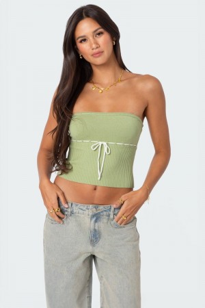 Edikted Elsie Knitted Tie Tube Knitted Tops Navy | USA TO085138F3