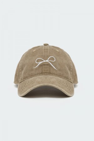 Edikted Embroidered Bow Washed Baseball Hats Black | USA AT180958V3