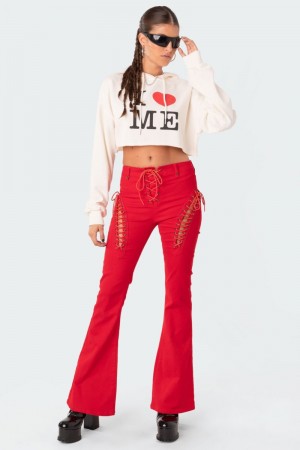 Edikted Engine Red Flared Jeans Red | USA TG342954W7