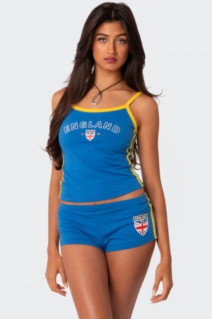 Edikted England Tank Graphic Tops Blue | USA UT814081H1