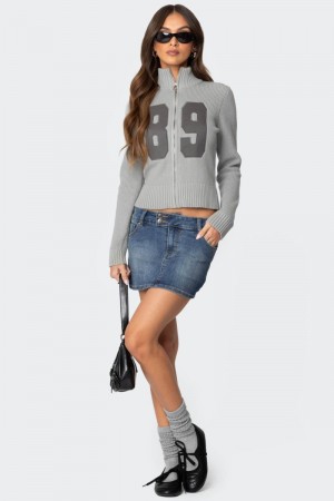 Edikted Eryn Denim Mini Skirts Black Washed | USA XL699419W3