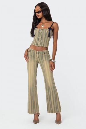 Edikted Eternity Pinstripe Flare Jeans Mix | USA ID386348B3
