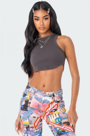 Edikted Everyday Ribbed Crop Tops Gray | USA JY099789W0