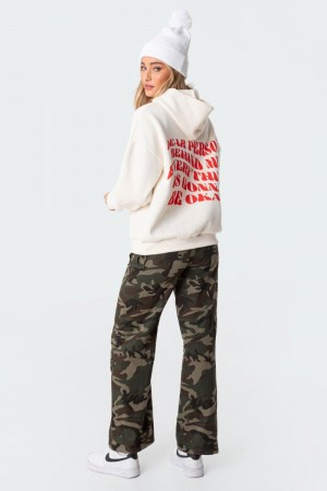 Edikted Everything'S Ok Hoodie Cream | USA DL669566H3
